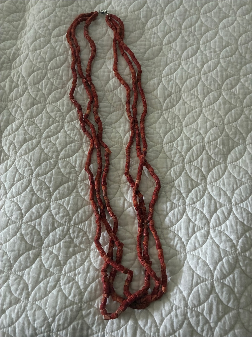 Multi-Strand Red Beaded Necklace - Unbranded